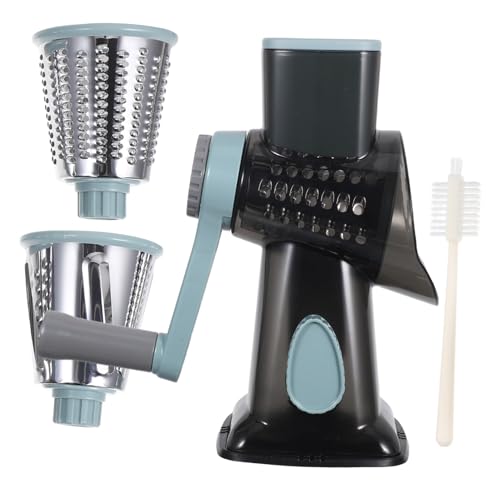 Cabilock Râpe à Fromage Rotative avec Coupe-légumes Presse-ail et Lames Interchangeables Outil de Découpe Manuel pour Légumes et Fromage Base Antirouille