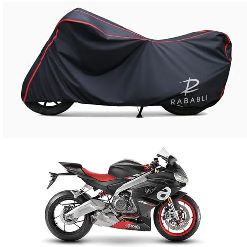 Image of Waterproof Bike Body Cover Compatible for | Aprilia RS 660 | Taffeta Fabric, Red Piping Design, Bottom Elastic Fit | Dustproof, Sun UV & Rain Protection for All Bikes