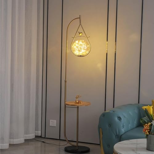 Lámpara de pie con base de mármol y elegante globo de cristal 5