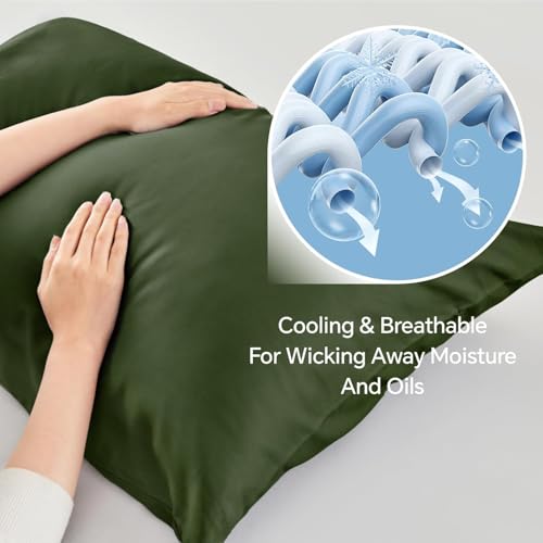 Image of BEDELITE King Pillow Cases Set of 2, Rayon Derived from Bamboo, Olive Green