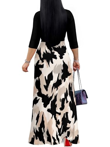 Image of PinkPatty Plus Size Dresses for Curvy Women V Neck Flowy Long Sleeves Wrap Maxi Dress Travel Vacation Outfits
