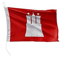 FLAGLY Premium Bootsfahne Hamburg 20 x 30 cm - 115g/m² Stoffgewicht - gedruckt, robust mit Strick & Schlaufe, Bootszubehör Motorboot (20 x 30 cm - Hamburg)