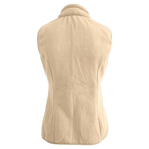 Chaleco de mujer de invierno beige L chaqueta sin mangas con cremallera 3