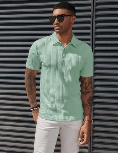 Image of PJ PAUL JONES Mens Polo Shirts Short Sleeve Textured Knit Polos