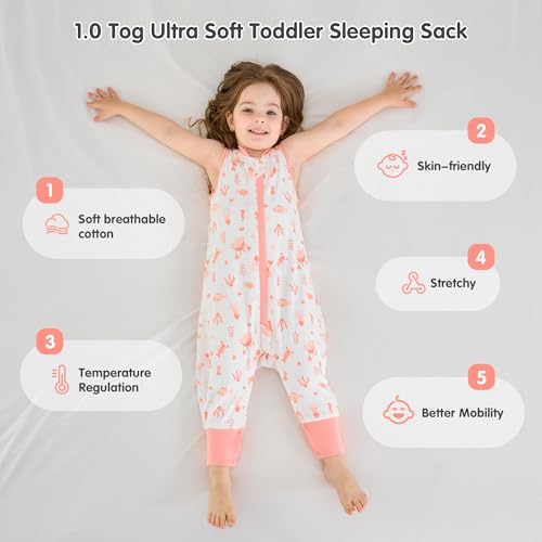 Image of Miracle Baby Sleep Sack with Feet, 1.0 TOG Wearable Blanket for Toddlers, Sleeveless Baby Sleeping Bag with Leg Openings