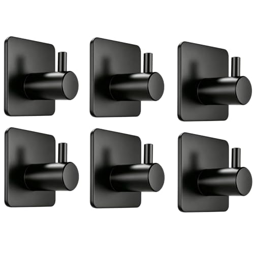 Fotosnow No Drill Black Adhesive Towel Hooks 15lbs Stick on Hooks