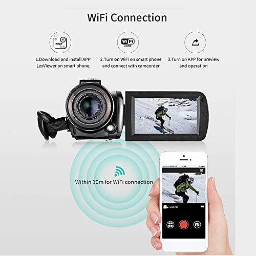 Ordro 4K Camcorder Video Camera, Ac5 Uhd Digital Camcorder With 12X Optical Zoom 1080P 60Fps Wifi Vlog Camera Camcorder With Microphone, Video Light, Wide Angle Lens And 64G Sd Card… #TOP5