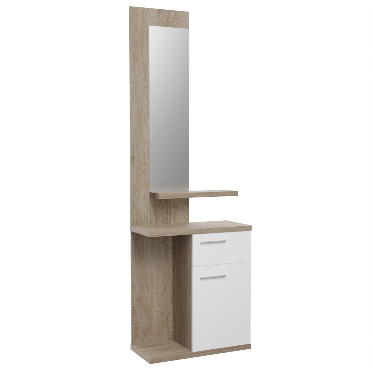 mattfy - Mueble Recibidor Vertical, Modelo Elvira, Práctico y Funcional, Color Blanco, Medidas: 60,5 cm Largo x 28 cm Fondo x 117,5 cm Alto