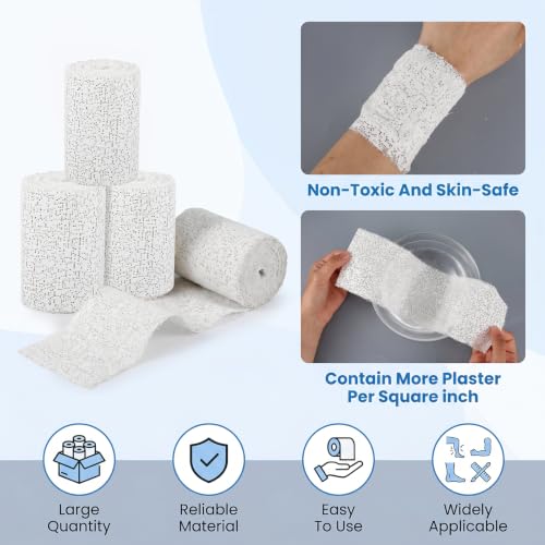 Paquete de 10 rollos de cinta de yeso para manualidades y construcción, cada rollo mide 4 pulgadas de ancho y 5 yardas de largo miniatura 3