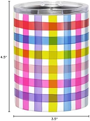 Slant Party Supplies Insulated Travel Tumblers - Stainless Steel Double Wall Whiskey Tumbler with Slider Lid, 12-Ounce, Gingham image 4