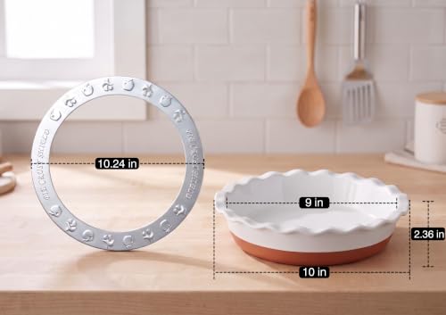JODEVI 9 Inch Pie Pan with Pie Crust Shield, Ceramic Pie Dish for Baking - image 3