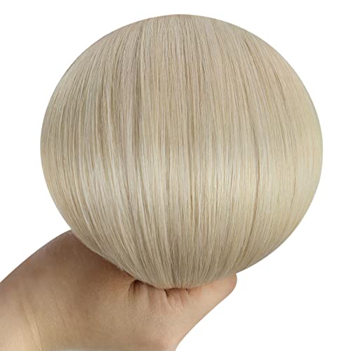 Image of YoungSee Wire Hair Extensions Human Hair Beige Blonde Wire Real Hair Extensions Blonde Fish Line Extensions Dayble Remy Hair 16Inch 85g