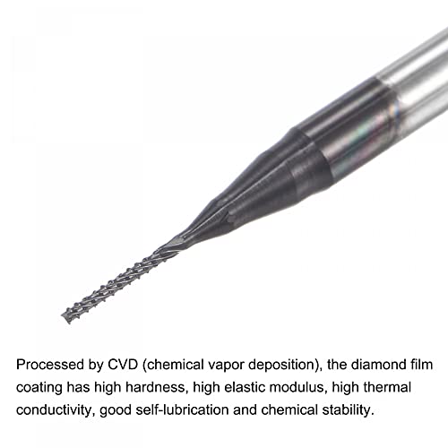 Image of uxcell End Mill CNC Router Bits, 0.7mm x 5.5mm 1 /8 inch Shank Diamond Film Coated Carbide Engraving Bit Milling Cutter Right Hand for PCB Plastic Fiber Wood 10pcs