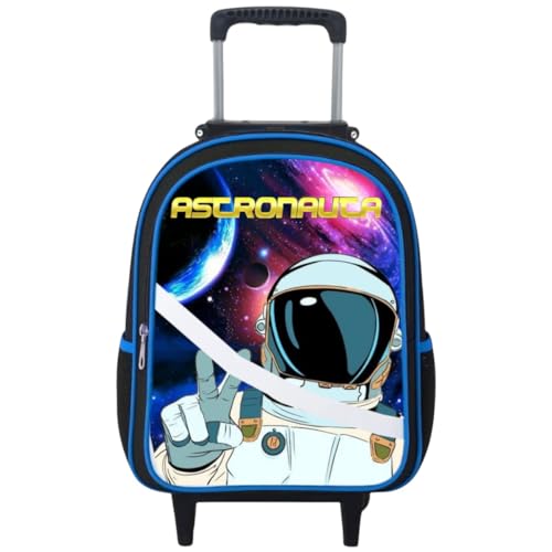 Mochila Rodinha Masculina Escolar Infantil Menino Reforçada Grande (Astronauta 1)