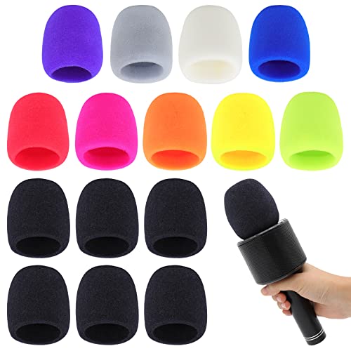 Colorful Foam Microphone Cover,15 Pack Thick Handheld Stage Microphone Windscreen Foam Cover for Karaoke DJ, Dance Ball, Conference Room, News Interviews, Stage Performance by RAPUDAï¼ˆ10 Colorï¼‰