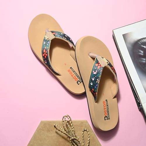 Image of DOCTOR HEALTH SUPER SOFT Women Stylish Printed Flip Flops | Soft Cushioned Everyday Wear Slippers for Women | Lightweight Anti-Slip Casual Thong Sandals