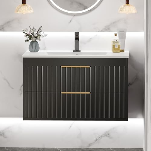 TOLEAD 30" Bathroom Vanity Cabinet with Sink, Floating Bathroom Vanity