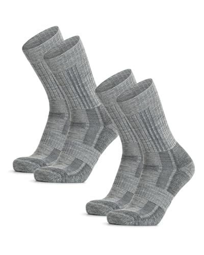 DANISH ENDURANCE Expert Pro Merino Wandersocken, Wollsocken, Funktionssocken, Unisex, Damen & Herren, 2 Paar, Hellgrau, 39-42