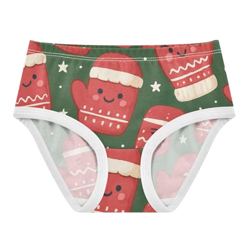Girls' Briefs Breathable Toddler Underwear for Girls Christmas Mittens - Green Background