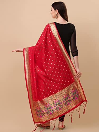 Image of DEVANGI Women's Woven Banarasi Silk Dupatta /Chunni For Women, Floral Print 1 Meter Wide and 2.3 Meter Length Printed Designer Dupatta /Chunni For Girls