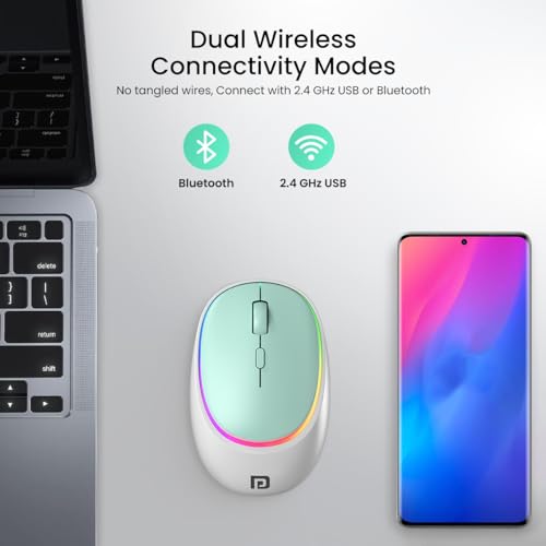 Image of Portronics Toad IV Bluetooth Mouse with 2.4 GHz Wireless (Dual Connectivity), Rechargeable, Connect up to 3 Devices, RGB Lights, Adjustable Optical DPI for Laptop, PC, Tablet, Smartphone (Blue)