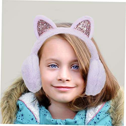 Orejeras de felpa con orejas de gato para niña en color rosa 6