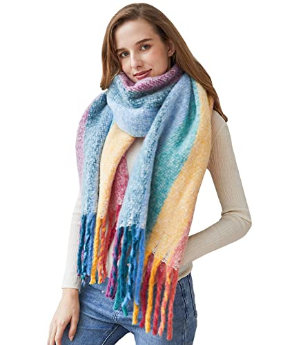 DiaryLook Karierter Warmer Deckenschal für den Winter, Lange Damen Schals, kariert, weich, Wolle, Tartan für Frauen,Pink