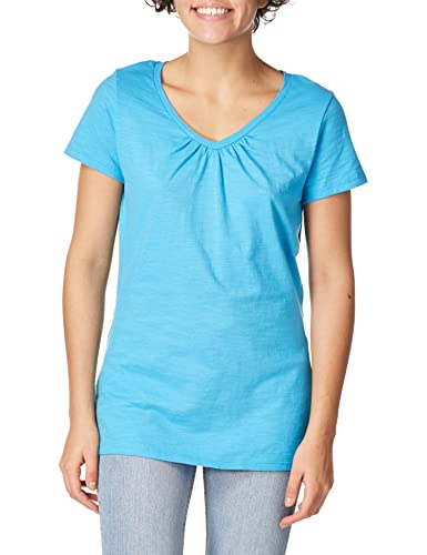 Hanes Women's Shirts, Slub Cotton Shirred V-Neck Tee, Cotton T-Shirts For Women, Women’s Tee Shirts #TOP1