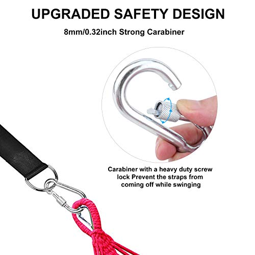 Kuyang Set of 2 Hammock Straps, 5ft Tree Swing Straps with 2 Heavy Duty Carabiners, Camping Hammock Rope Straps Accessories, Holds Up to 2204 LB, Compact & Easy to Set Up