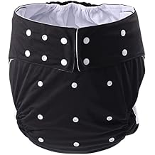 CutiePlusU Adult Cloth Diaper Washable Adult Pocket Nappy Cover Adjustable Reusable Breathable Leak Free - Black