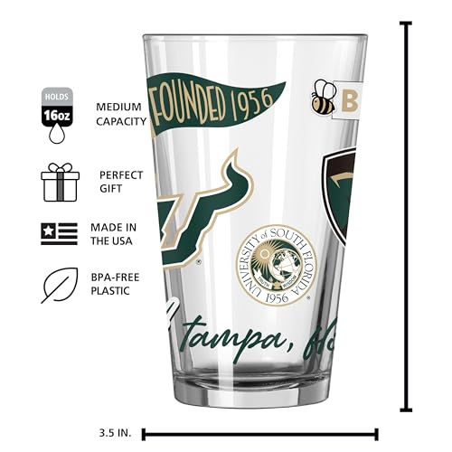 Image of Logo Brands NCAA 16 oz Pint Glass - Durable Glass With Bold Team Color- Chip-Resistant Rim Drinkware For Fans, Tailgates, Home Bars & Everyday Use