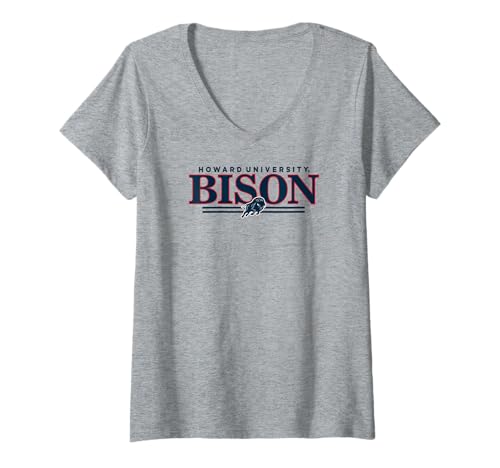 Womens Howard University Bison Regalia Gray Officially Licensed V-Neck T-Shirt
