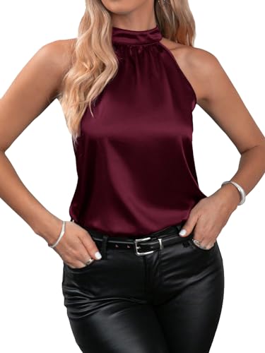 WDIRARA Women's Sleeveless Summer Animal Print Halter Top Blouse