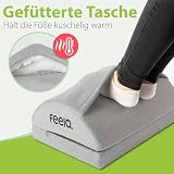 feela. Podnóżek na biurko, ergonomiczny podnóżek z rdzeniem z pianki premium i zintegrowaną torbą termiczną, antypoślizgowy podnóżek i podnóżek do biura i domowego biura (srebrny)