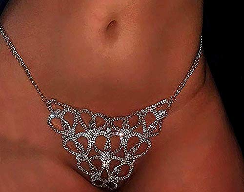 Women Rhinestone Underwear Body Chain Crystal Belly Waist Chain Shinny Mini Thong Night Jewelry Sparkly Panties #TOP2