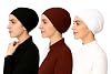 Soft Cotton Under Scarf Caps, Black White Brown, Stretchy Breathable Head Cover, 3 Pack.