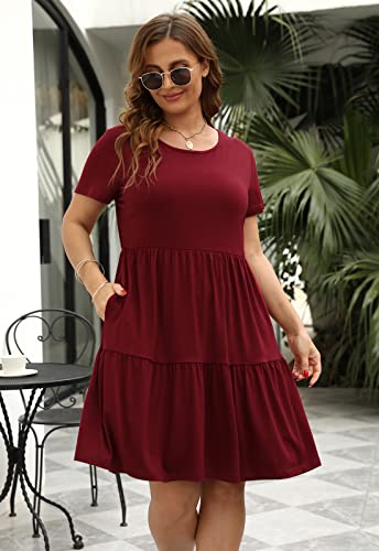 Image of Nemidor Women Plus Size Casual Ruffle Dress Swing Midi Pocket