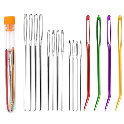 16tlg. GroßäUgiges Nadelset, Stopfnadel, Wollnadel Aluminium Mit GroßEm ÖHr, Groß Auge Stumpfe Nadel, Hand NäHnadel, Zum Weben Wolle HandgenäHtes Leder(4 GrößEn)