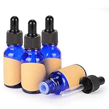 stonylab 15ml 0.5 oz 4-Pack, Cobalt Glass Dropper Bottle, Blue Empty Glass Bottle with Glass Dropper, Inner Plug and Label for Laboratory Solutions and Chemical Liquids