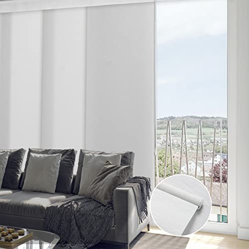 Graywind Manual Sliding Panels Light Filtering Privacy Panel Track Blinds Wand Control Window Blinds For Patio Sliding Glass Door Large Windows Width Up To 153", Custom Size (Jacquard White) #TOP4