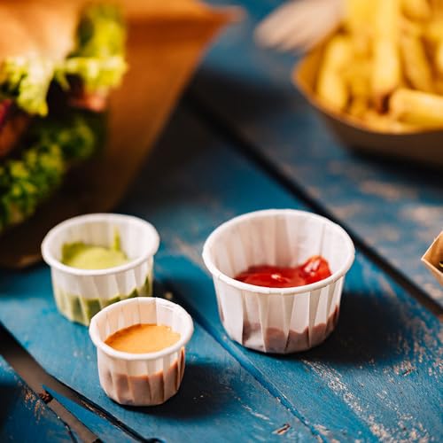 BIOZOYG 250 Coppette per Salse, Finger-Food, Marmellata I Vasetti Mini 30 ml rotondi bianchi I Bicchierini Degustazione Feste Coppette di Carta con Rivestimento Organico 100% biodegradabili - immagine 5