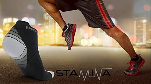 Physix Gear Sport Low Cut Socks Men & Women - Ankle Compression Running Socks (2Pair Blk-Gry S/M) #TOP5