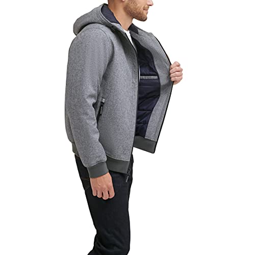 Tommy Hilfiger Men's Soft Shell Active Filled Bomber Jacket, Heather Grey Quilted Lining, Large #TOP4