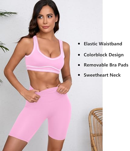 Image of Women Sweetheart Padded Sports Bra- Workout Fitness Square Neck Low Back Yoga Bra