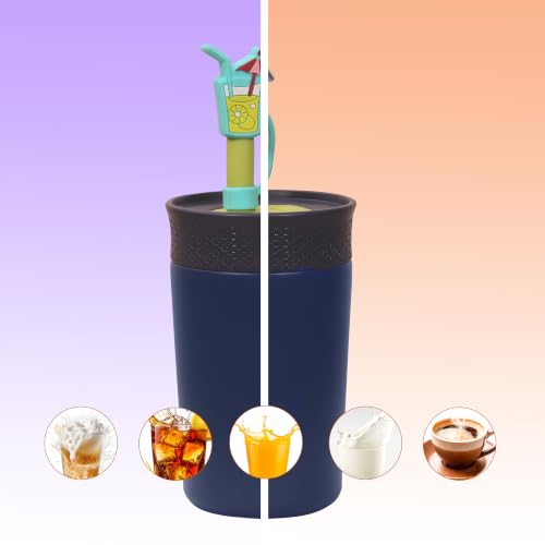 Image of Toddler Water Bottle with Straw, Kids Sipper Cup BPA Free Leak Resistant Drinking Bottle for Preschool, Daycare, Travel & Everyday Use (Dark Blue, 350 ml)
