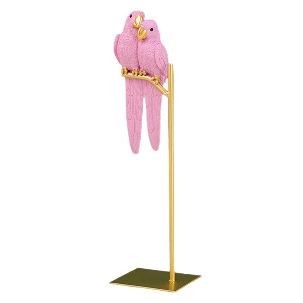 CTRLZS Parrot Sculpture Resin Parrot Statue Bird Animal Decoration Modern Entrance Desk Living Room Decoration Pink