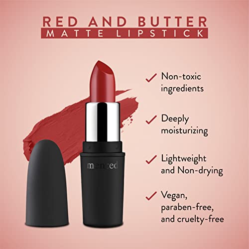 Mented Cosmetics Red Matte Lipstick - Red And Butter Deep Red, Long Lasting Lipstick - Waterproof, Dark Red Lip Stain - Red Lipstick - Smudgeproof Matte Red Lipstick For 24 Hour Stay - Dark Lip Color #TOP3