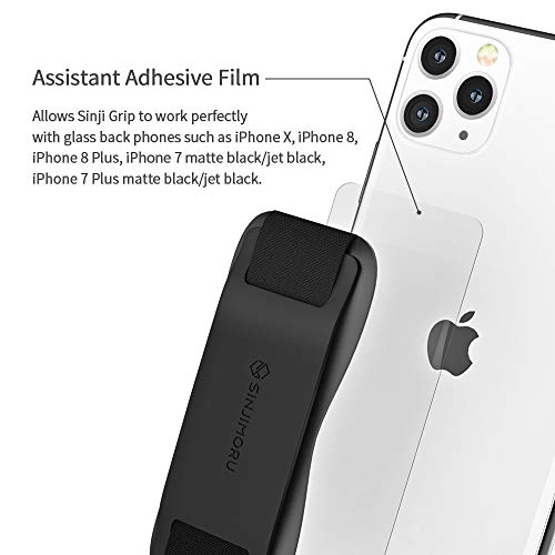 Sinjimoru Silicone Mobile Phone Grip With Stand, Cell Phone Stand For Desk & Secure Iphone Holder Strap For All Smartphone. Sinji Grip Silicone Black #TOP3