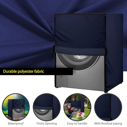 Image of Waterproof & Dustproof Top Front Load Washing Machine Cover for 6 kg 6.5 kg 7kg & 7.5 kg Compatible for IFB LG Samsung Whirlpool Bosch Haier | Siemensfor with Pipe Holes (Navy Blue)