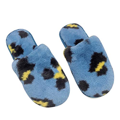 Abofan Pantufas Femininas de Pelúcia Padrão de Leopardo Inverno Quente Casa Natal Casal Chinelos Ext